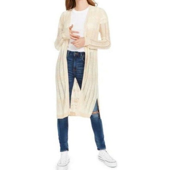 NEW Freshman 1996 Ditsy Dream Sand Shell Cream‎ Chevron Duster Cardigan - Picture 1 of 8